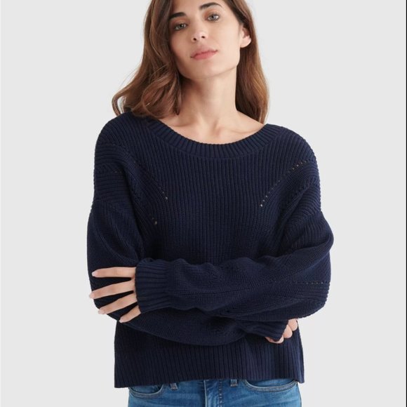 Lucky Brand Crop Rib Pullover Reversible Sweater - Picture 1 of 9